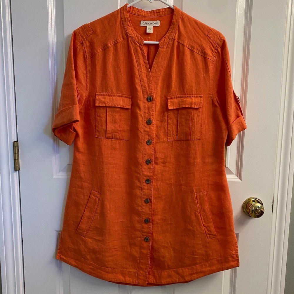 Coldwater Creek washable linen top; Size medium (10-12), NWT